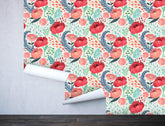 Red Flowers Leaves Wallpaper